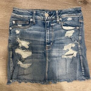 American Eagle Outfitters Denim Distressed Mini Skirt